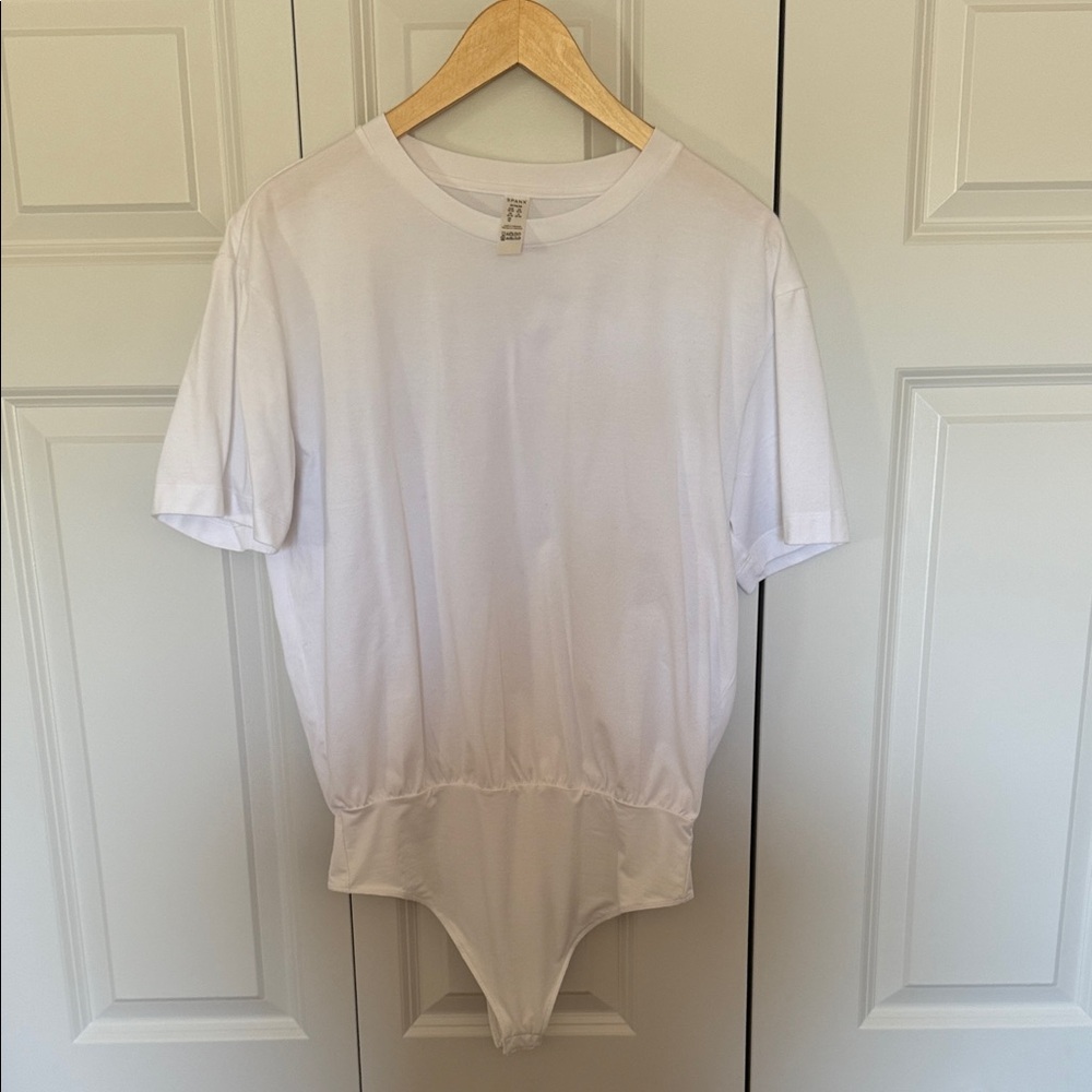 SPANX White Short Sleeve Tee Body Suit